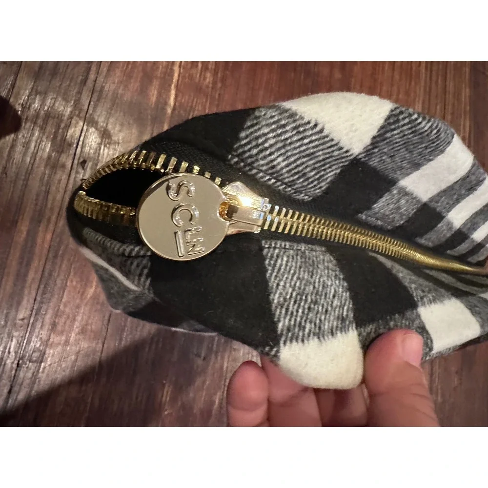 Stoney Clover Lane Buffalo Plaid Flannel Small Pouch TCH Varsity Letter Patches